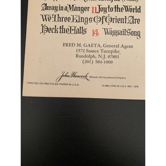 Vintage 1978 Christmas Carols Pamphlet Insurance Advertisement John Hancock - Picture 7 of 7